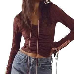 New Free People Lilah Lace Top